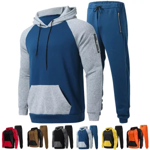 Mens Sweatsuits 2 Piece Hoodie Tracksuit Sets Casual Pants Jogging Sports Suits^